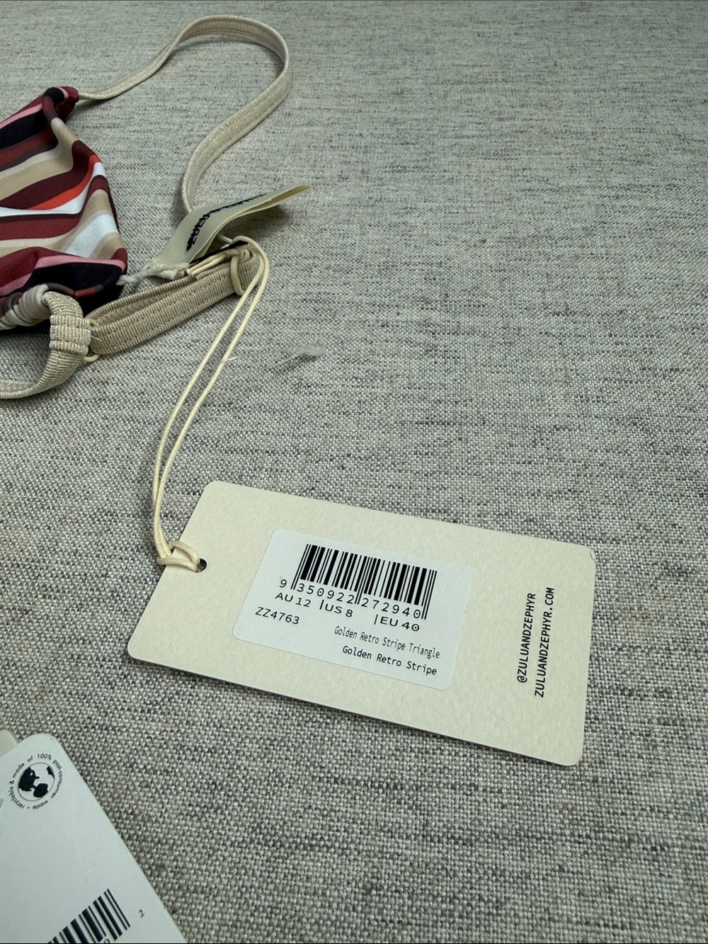 Seea Free People Striped Triangle Bikini Top and Brown Swim Shorts Set - Picture 3 of 4